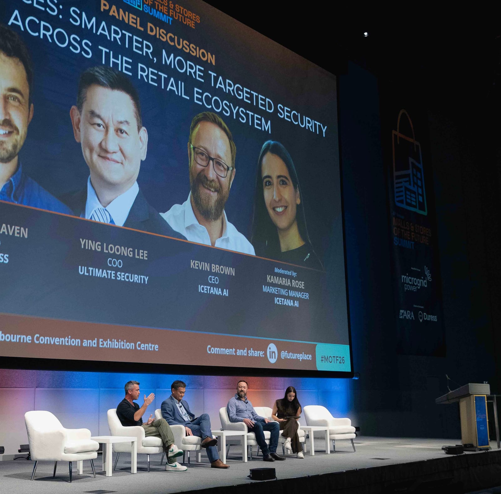 Trav Heaven on a retail security panel at the Malls & Stores of the Future Summit 2026 in Melbourne