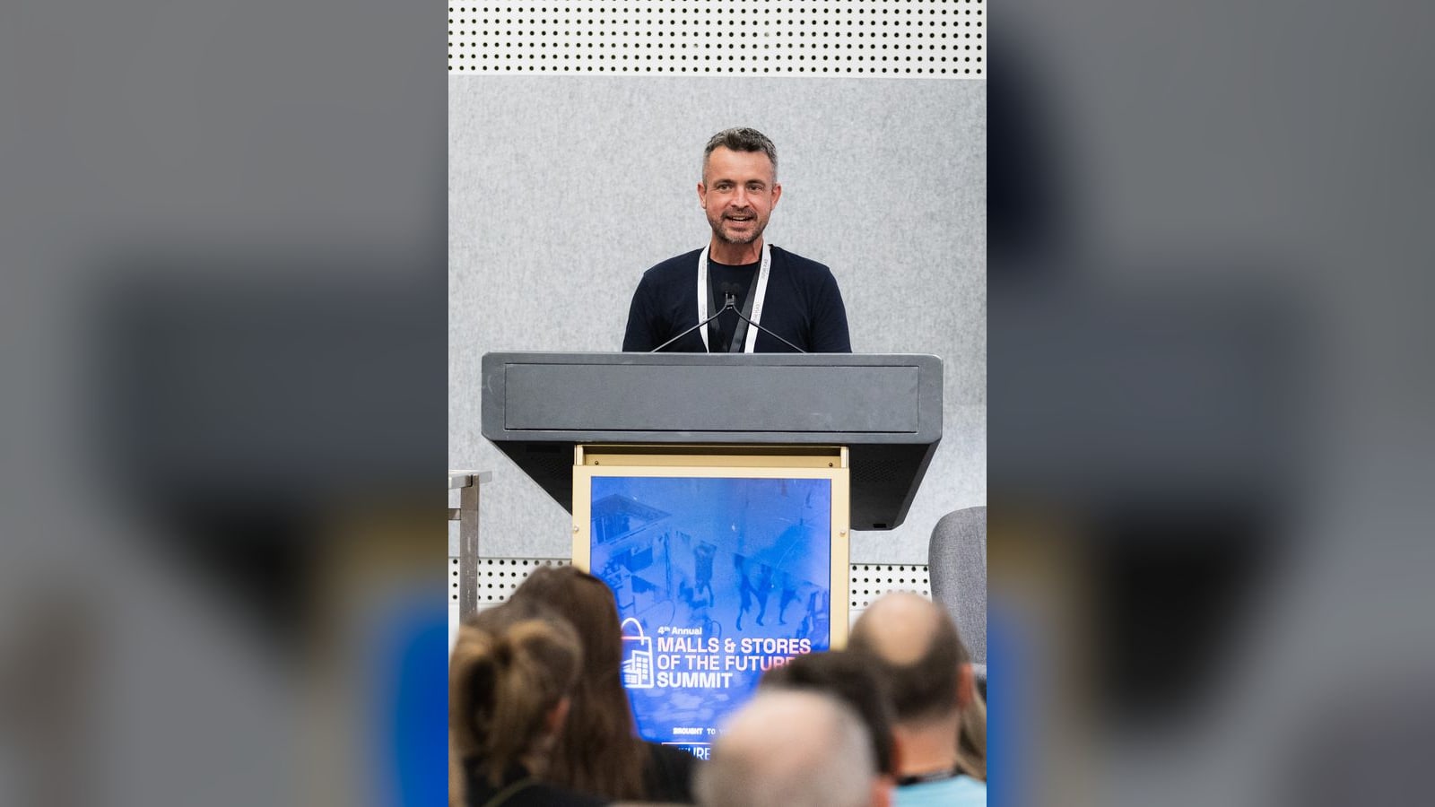 Trav Heaven presenting at the Malls & Stores of the Future Summit 2026 in Melbourne