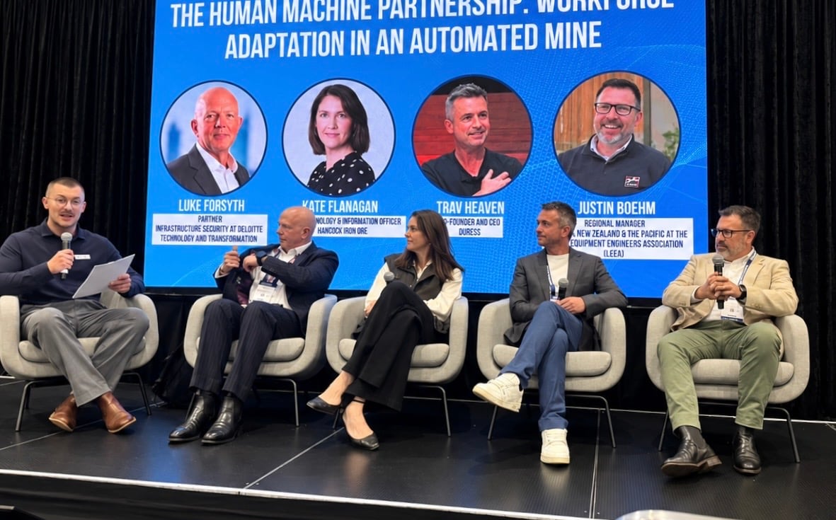Trav Heaven on the Human-Machine Partnership panel at the WA Mining Conference 2026 in Perth