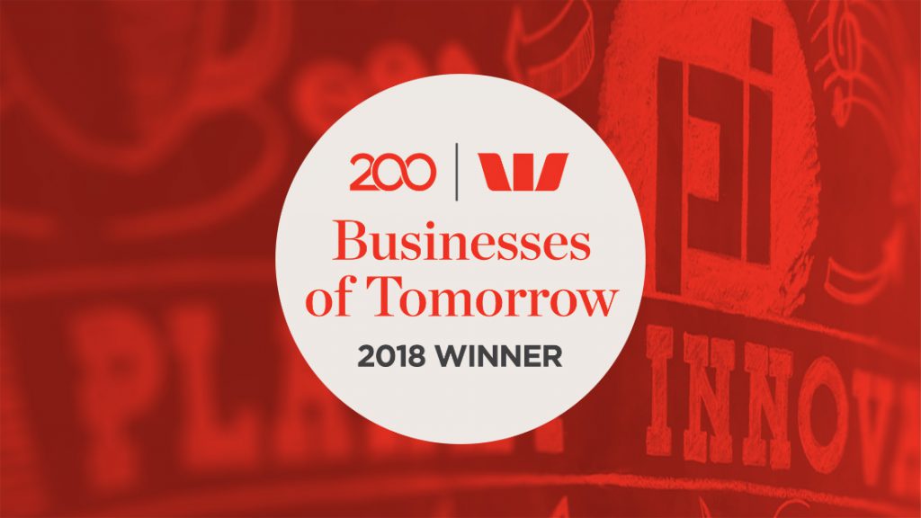 Westpac 200 Businesses of Tomorrow 2018 winner badge