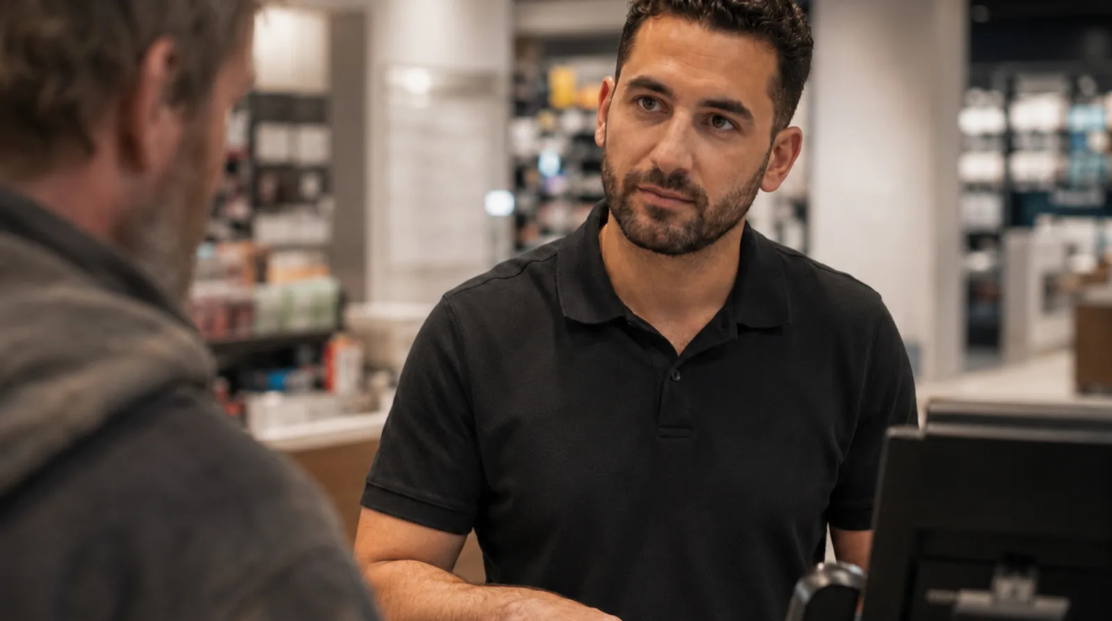 A confrontation at the customer service desk.